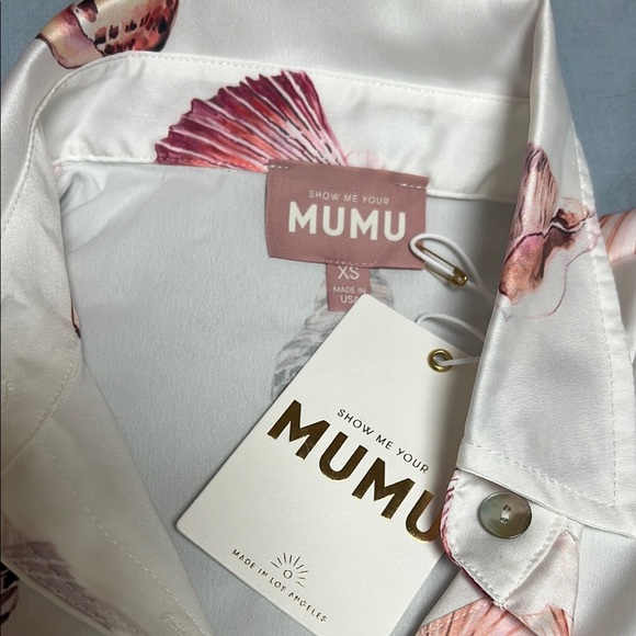 NWT Show Me Your MuMu Seashell Print Pajama Set - White and Pink - Picture 6 of 7
